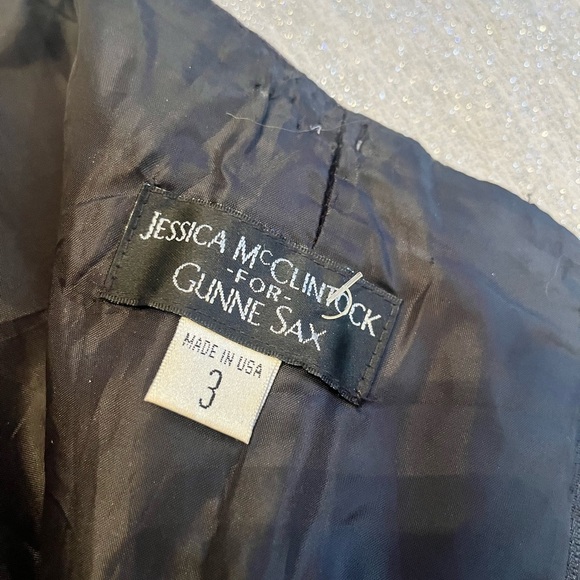 Vintage 80s Jessica McClintock Gunne Sax Prom Dress Strapless Metallic Gray sz3 - Picture 3 of 12